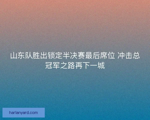 山东队胜出锁定半决赛最后席位 冲击总冠军之路再下一城